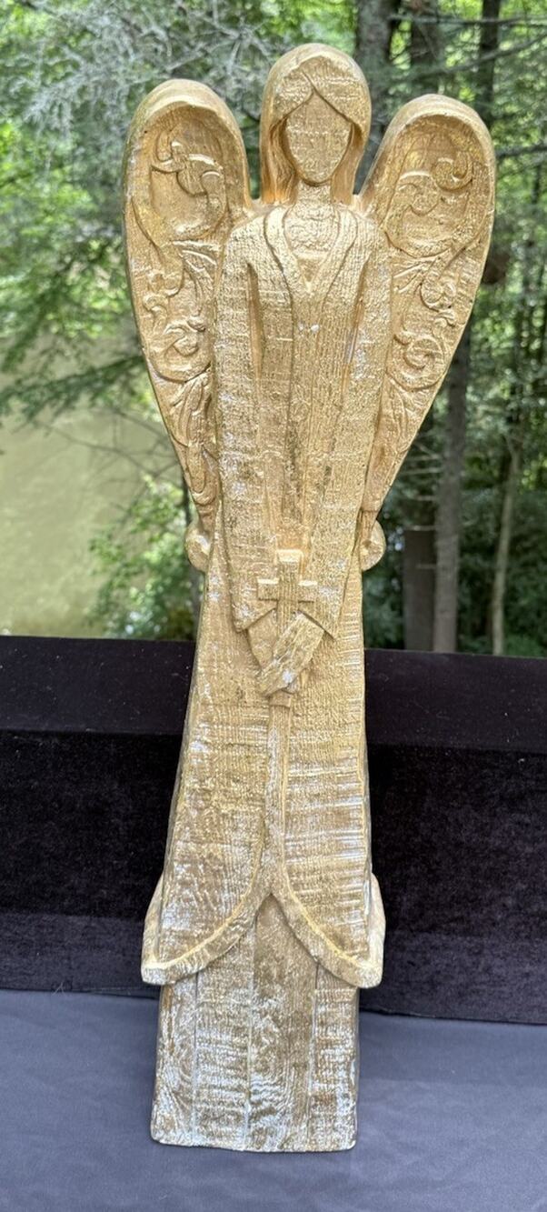 Humongous Dillards Home Vintage Gold Christmas Angel Wood Like Pencil 32” Tall